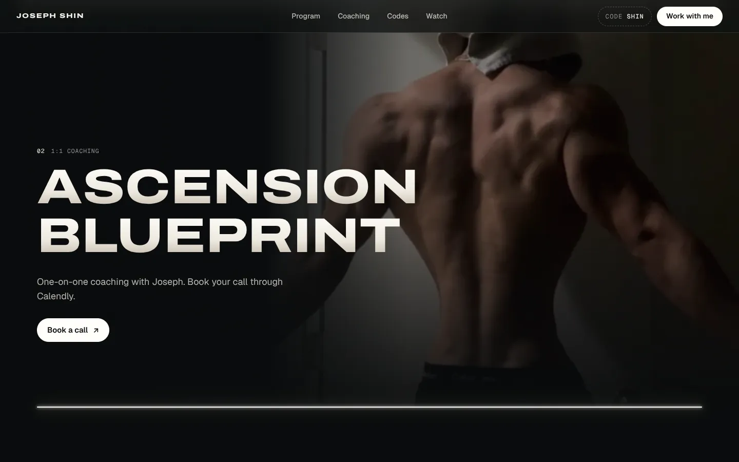 The “Ascension Blueprint” one-on-one coaching section with the button to book a call