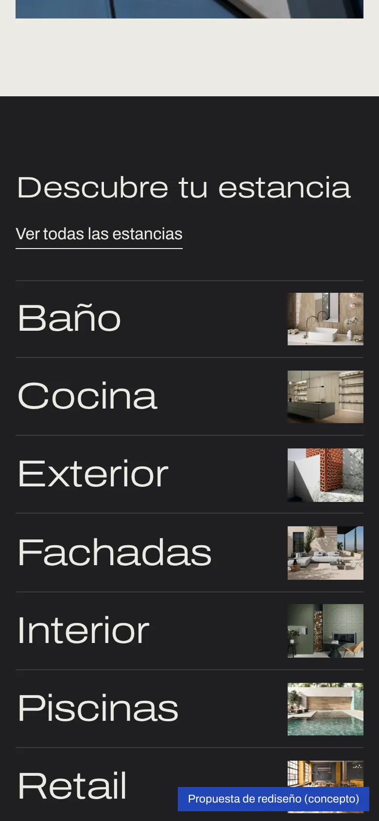 List of rooms on mobile