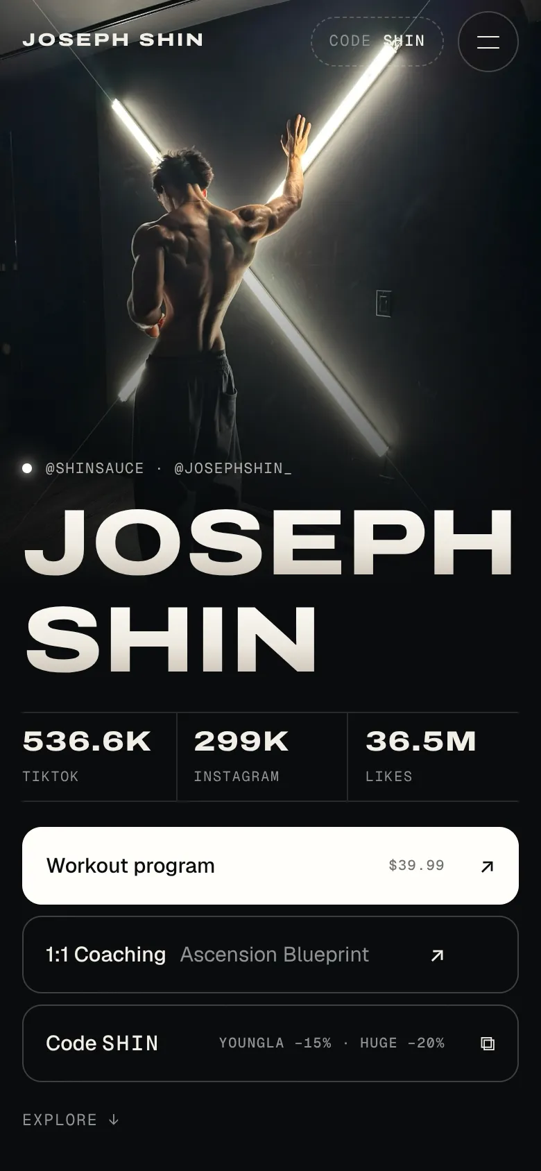 The home screen on mobile