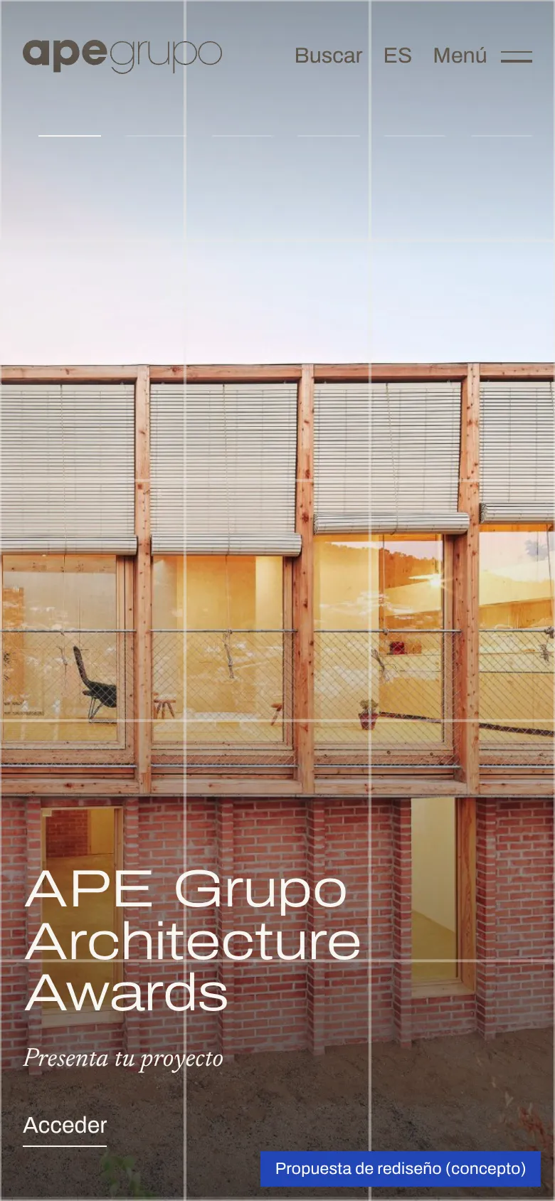 Home page of the redesign on mobile