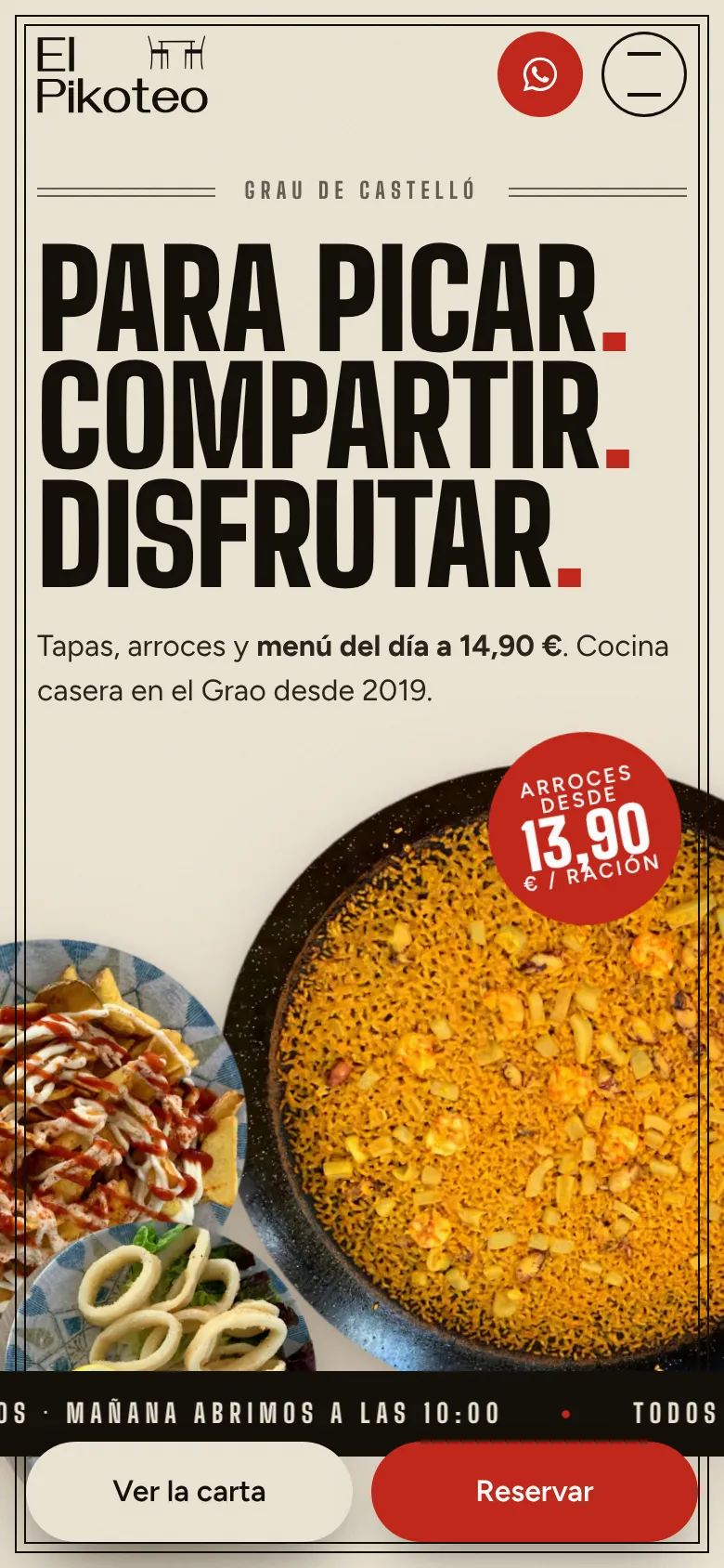 El Pikoteo home page on mobile